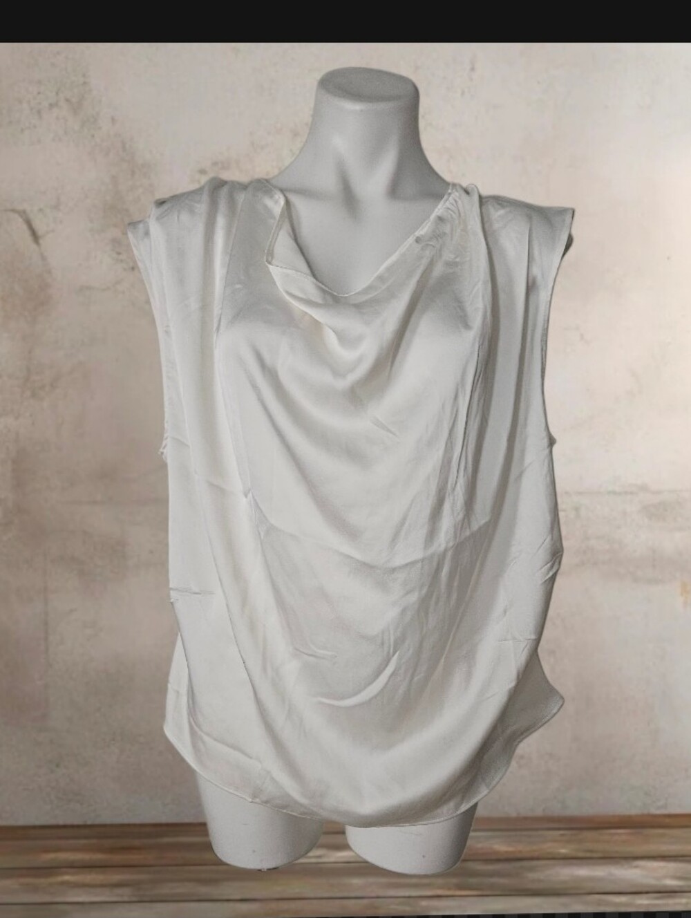H&M Draped Sleeveless Cowl Neck Top - White XL